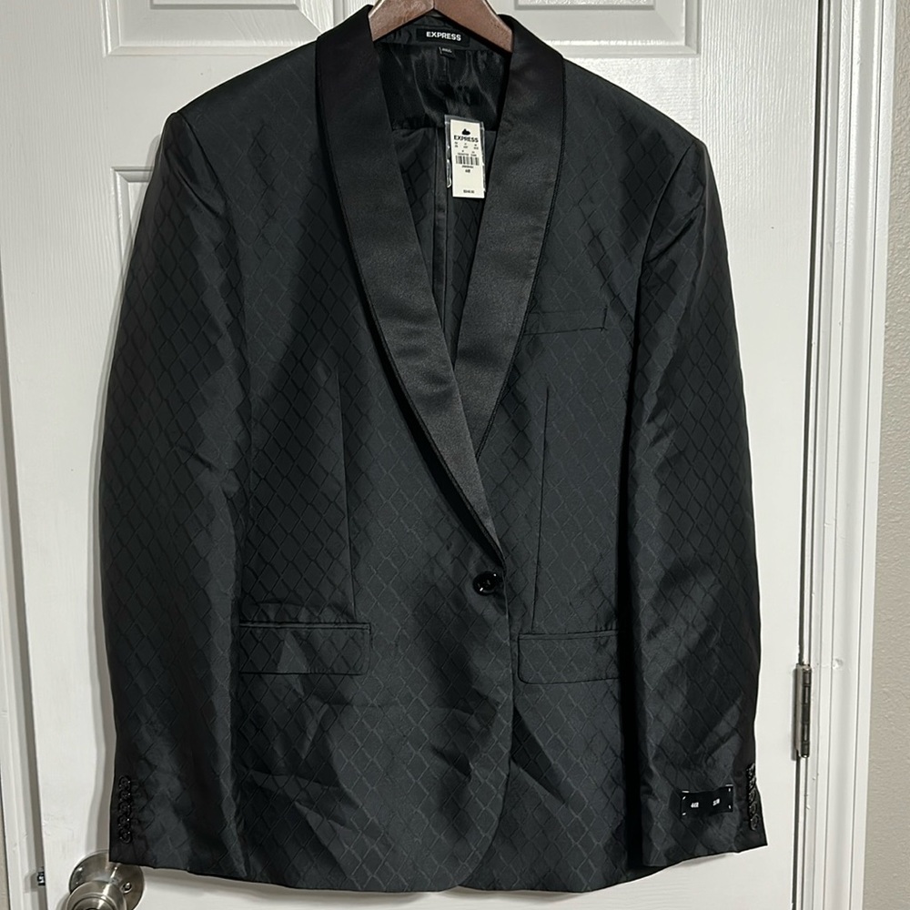 Black Pattern Tuxedo Suit by Express